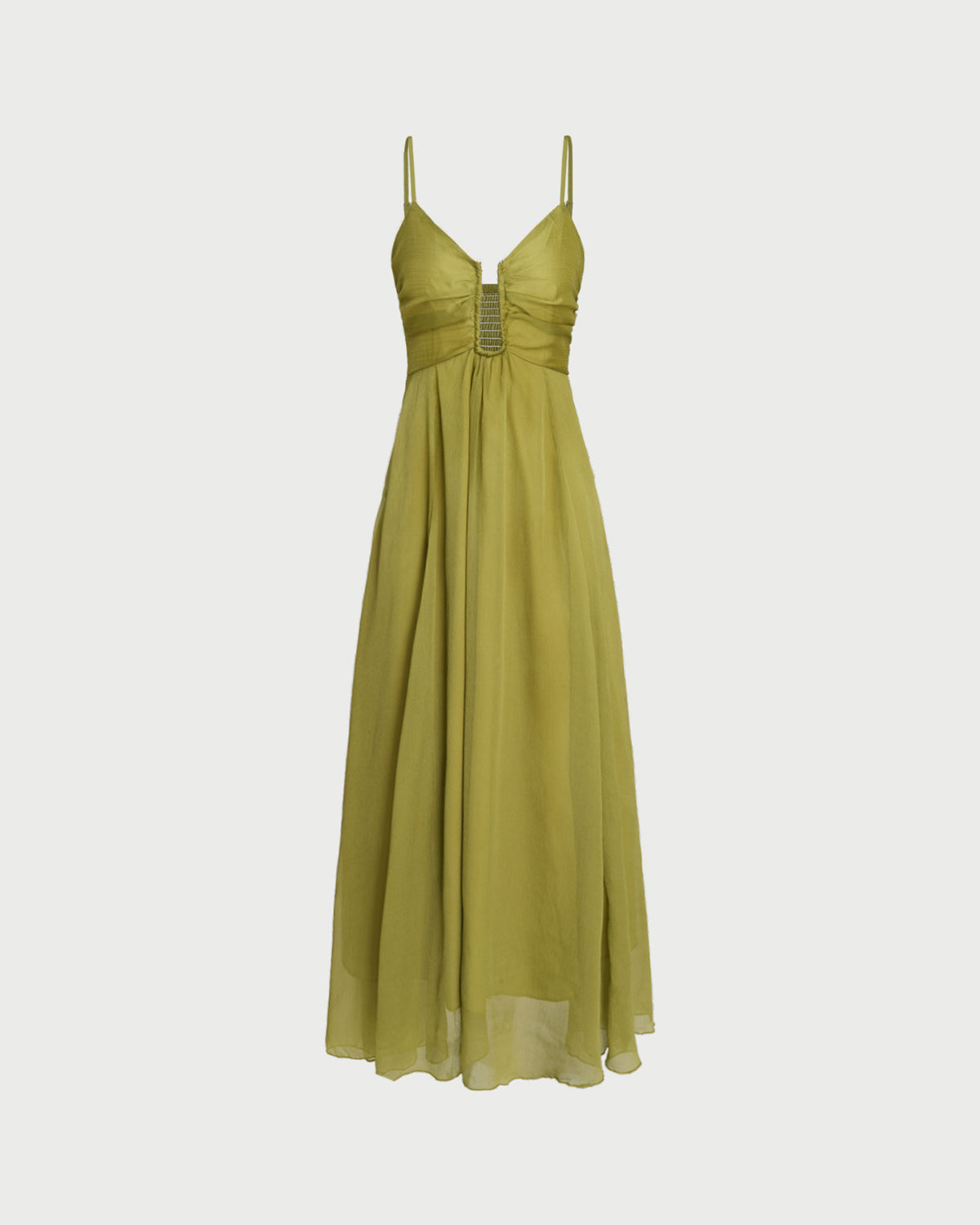 Green Flowy Slip Maxi Dress - Threadford