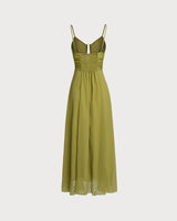 Green Flowy Slip Maxi Dress - Threadford