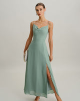 Green Slit Slip Maxi Dress - Threadford