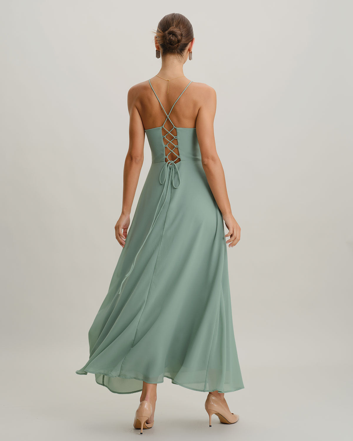 Green Slit Slip Maxi Dress - Threadford
