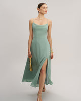 Green Slit Slip Maxi Dress - Threadford