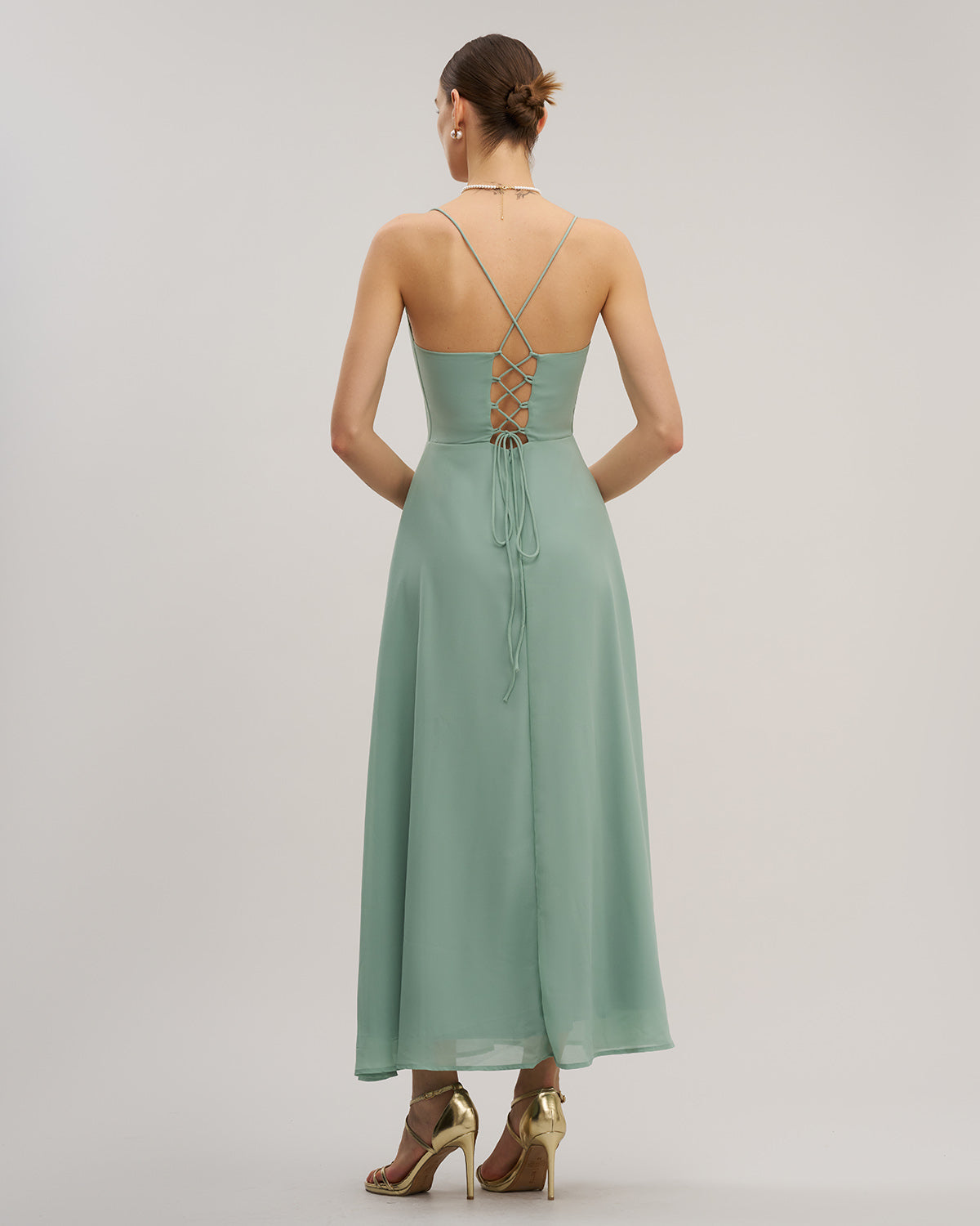 Green Slit Slip Maxi Dress - Threadford