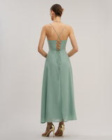 Green Slit Slip Maxi Dress - Threadford