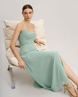 Green Slit Slip Maxi Dress - Threadford