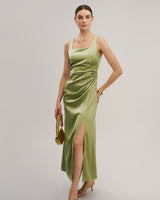 Green Square Neck Bodycon Maxi Dress - Threadford