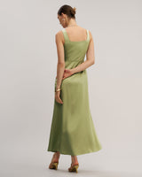 Green Square Neck Bodycon Maxi Dress - Threadford