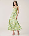 Green Floral Backless Maxi Dress - Threadford