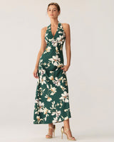 Green Floral Halter Maxi Dress - Threadford