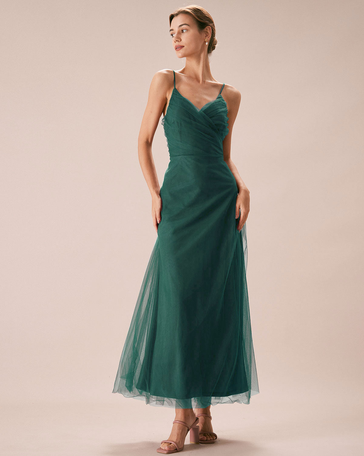 Green Mesh Wrap Slip Maxi Dress - Threadford