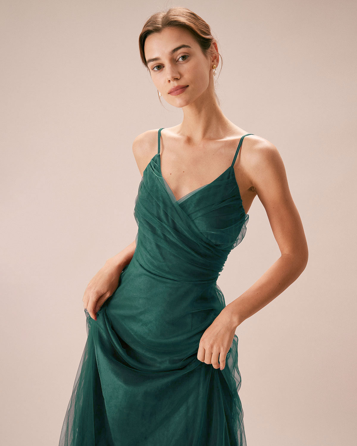 Green Mesh Wrap Slip Maxi Dress - Threadford