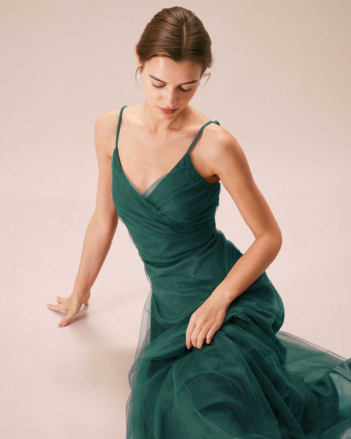 Green Mesh Wrap Slip Maxi Dress - Threadford