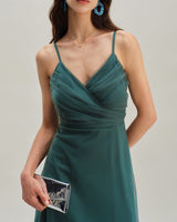 Green Mesh Wrap Slip Maxi Dress - Threadford