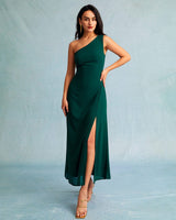 The Green One Shoulder Sleeveless Maxi Dress - Threadford