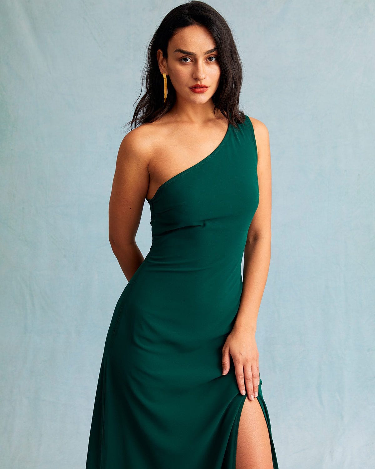 The Green One Shoulder Sleeveless Maxi Dress - Threadford