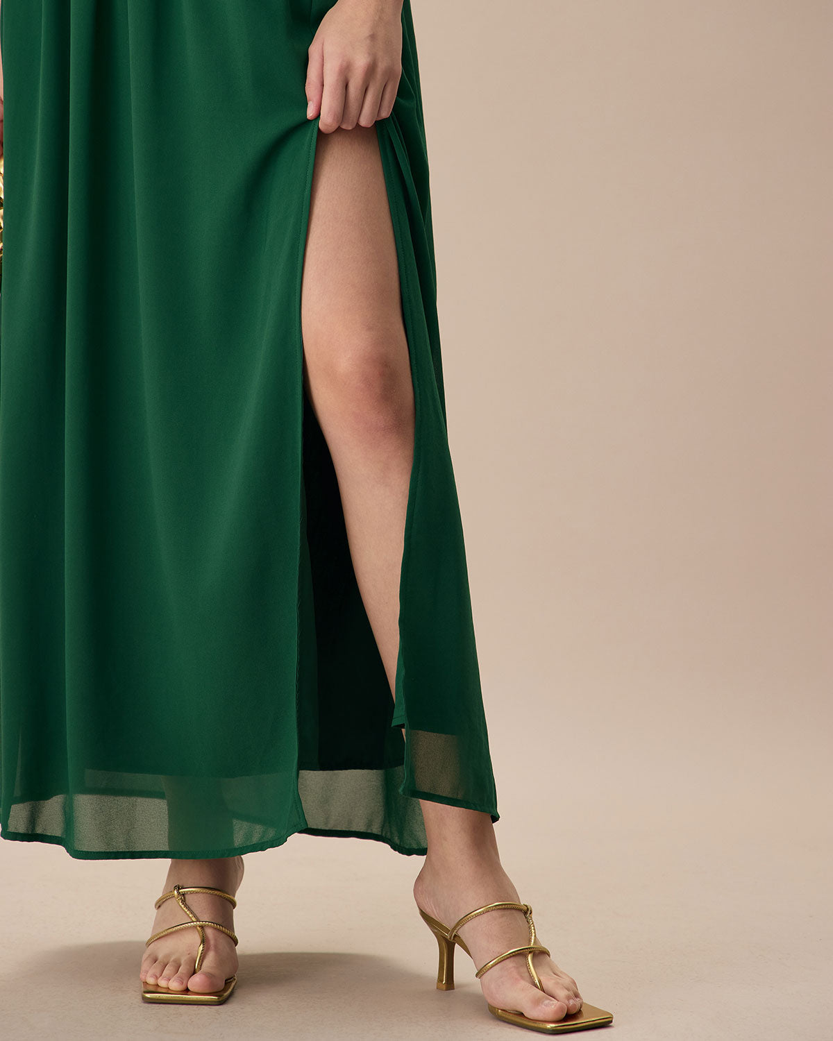 The Green Sweetheart Neck Ruched Maxi Dress - Threadford