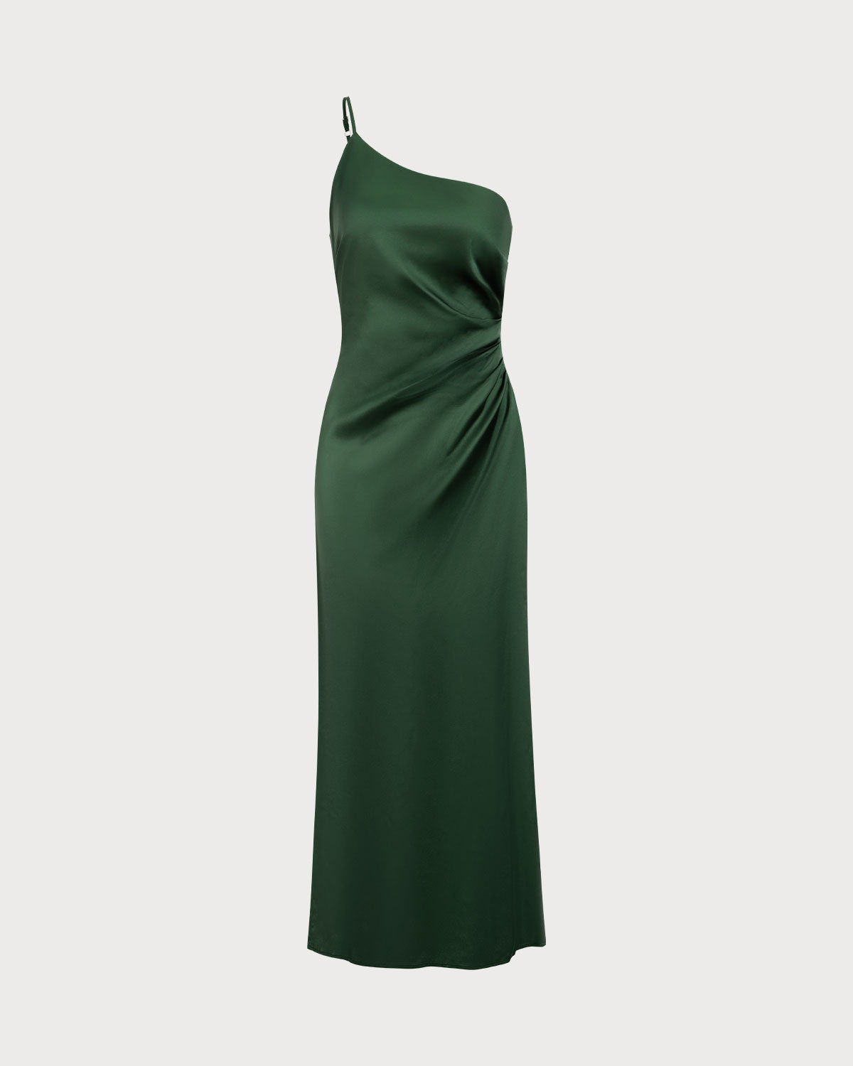 Women's Green One-shoulder Satin Maxi Dress - Threadford