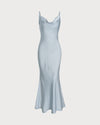Grey Satin Slip Maxi Dress - Threadford