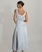 Grey A-Line Sleeveless Maxi Dress - Threadford