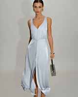 Grey A-Line Sleeveless Maxi Dress - Threadford