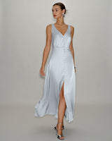 Grey A-Line Sleeveless Maxi Dress - Threadford
