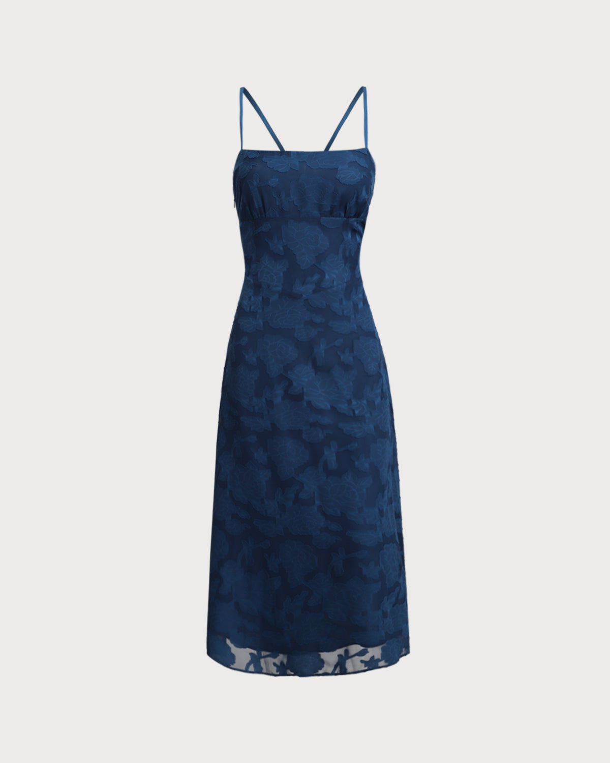 Navy Jacquard Slip Backless Maxi Dress - Threadford