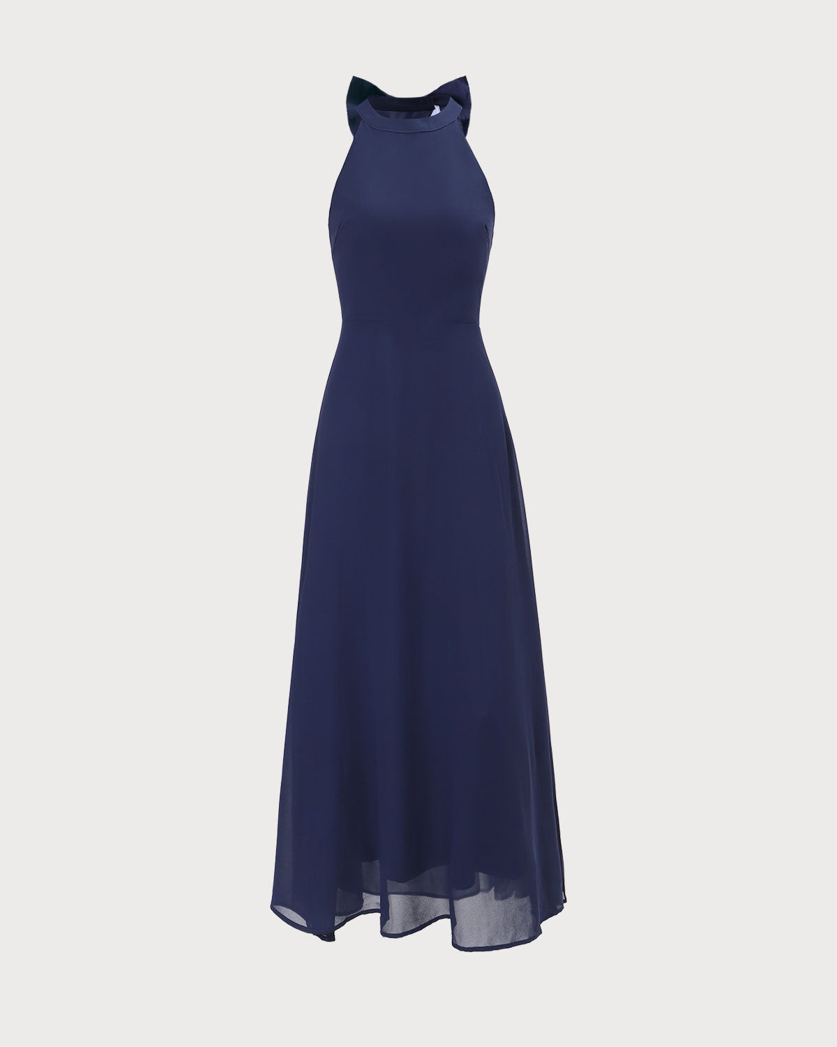 The Navy Halter Bowknot Back Maxi Dress - Threadford