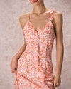 The Orange V Neck Floral Ruffle Maxi Dress - Threadford