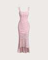 Pink Jacquard Bodycon Slip Maxi Dress - Threadford