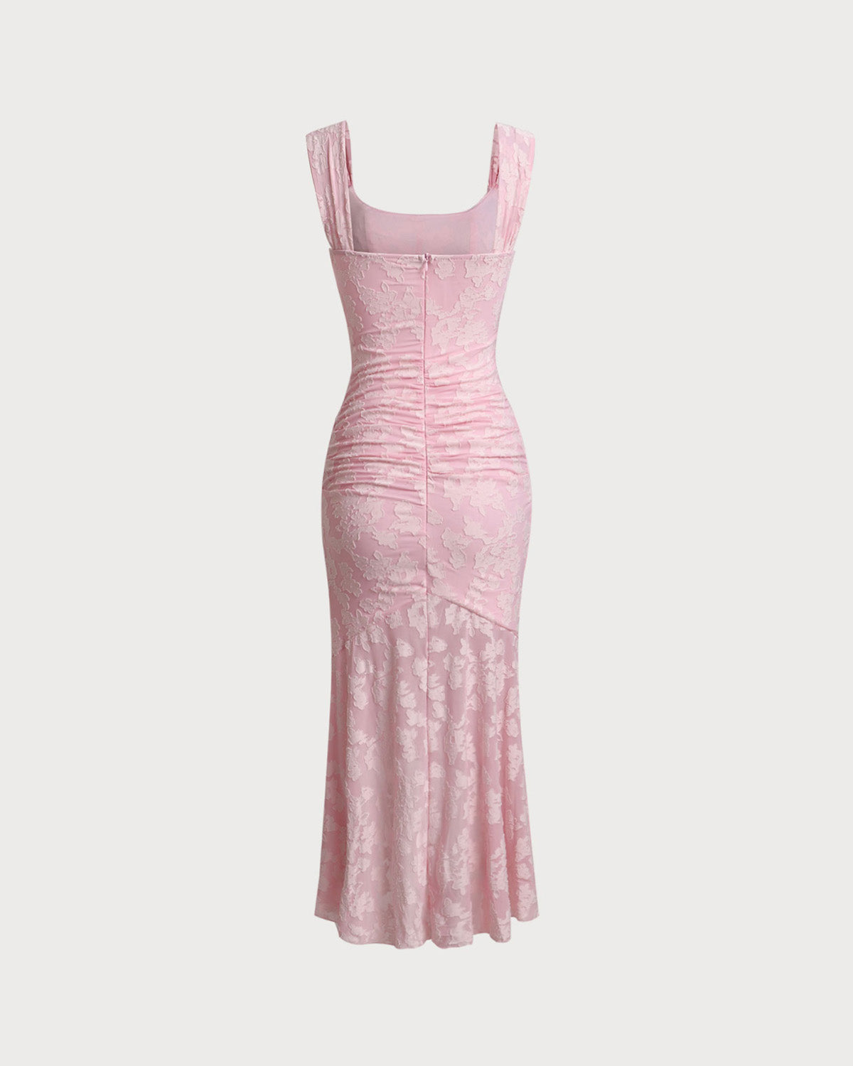 Pink Jacquard Bodycon Slip Maxi Dress - Threadford