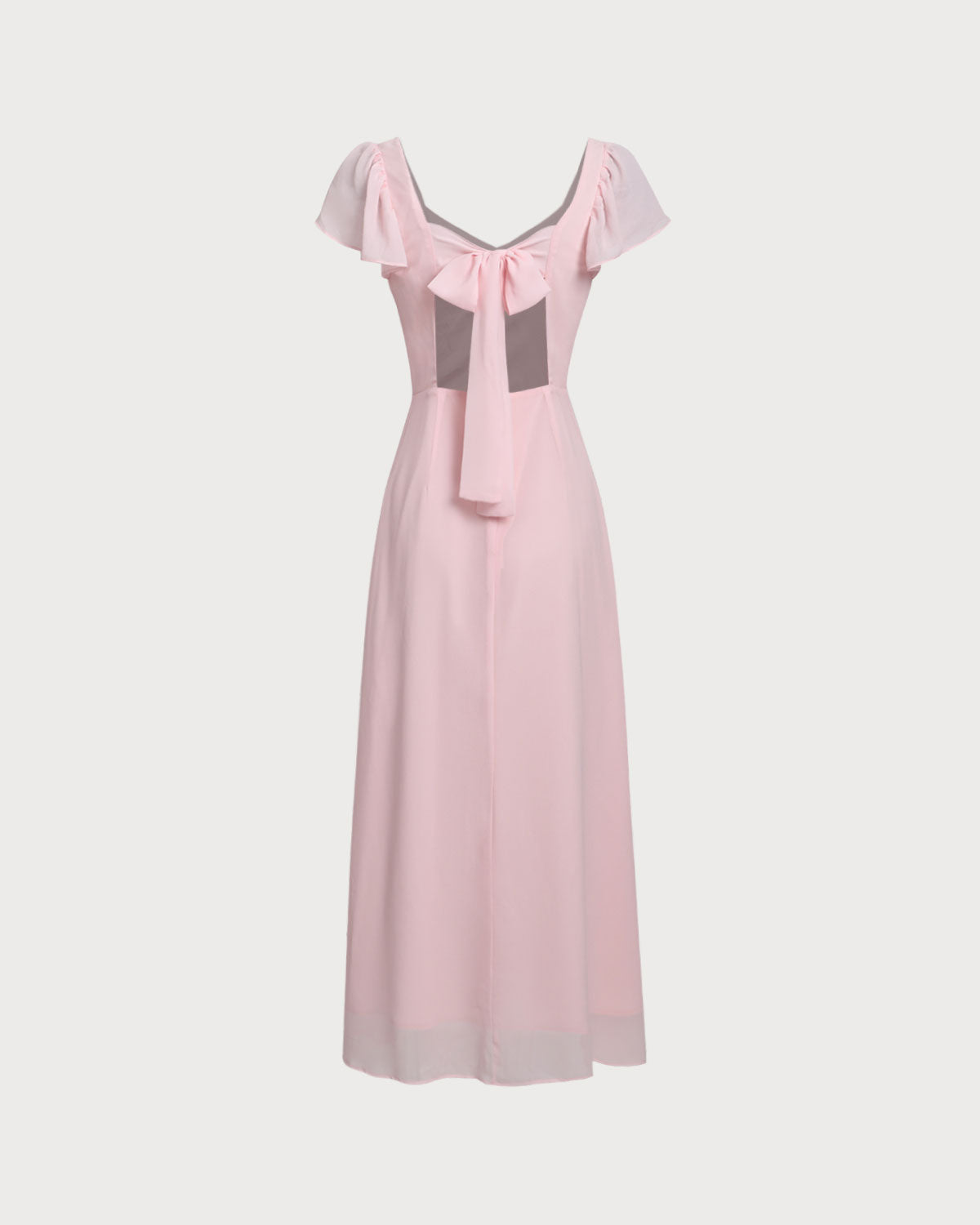 Pink Sweetheart Neck Chiffon Maxi Dress - Threadford