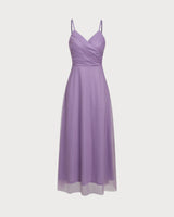 Purple Mesh Wrap Slip Maxi Dress - Threadford