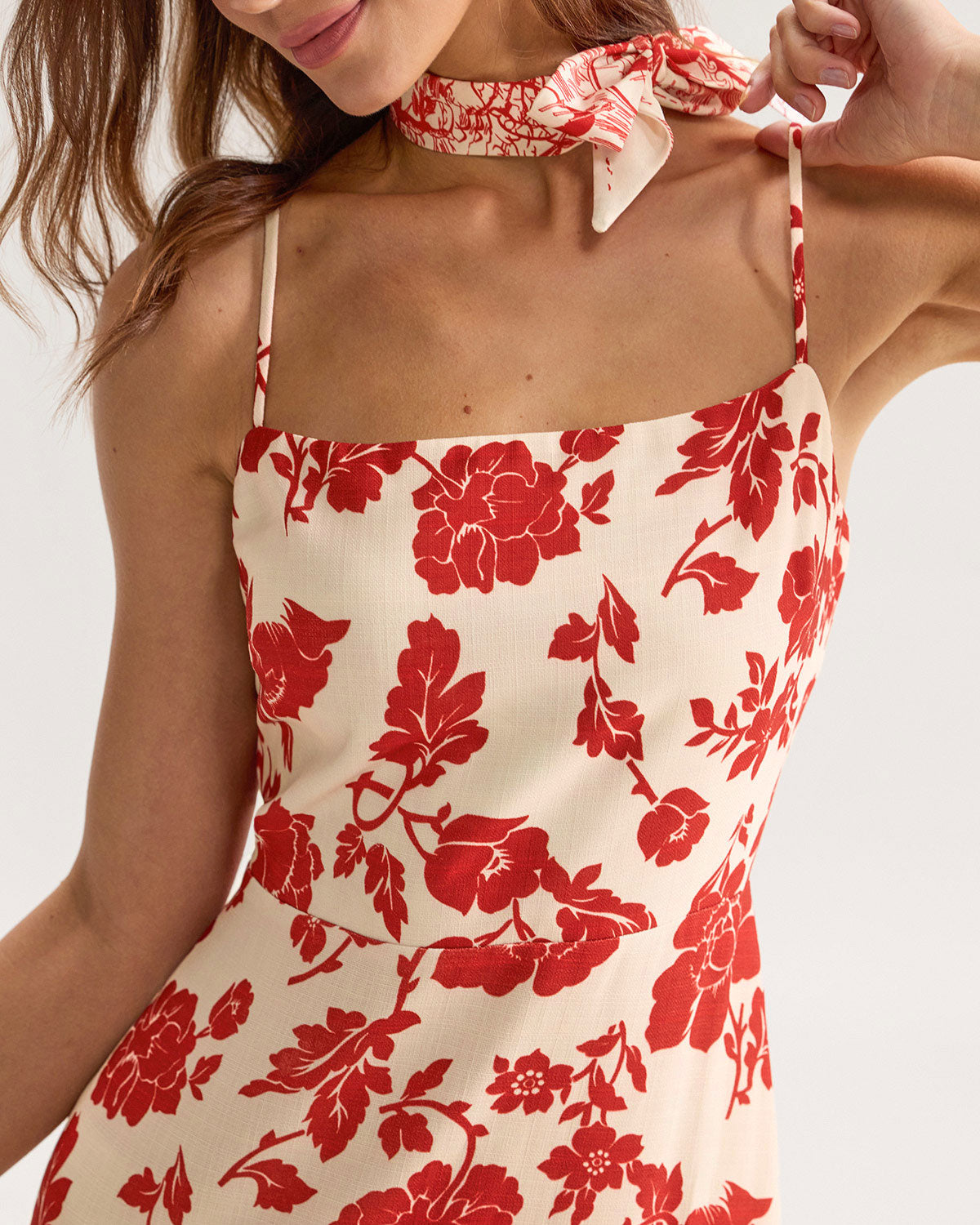 Red Floral Bodycon Slip Maxi Dress - Threadford