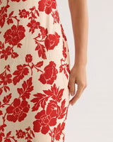 Red Floral Bodycon Slip Maxi Dress - Threadford