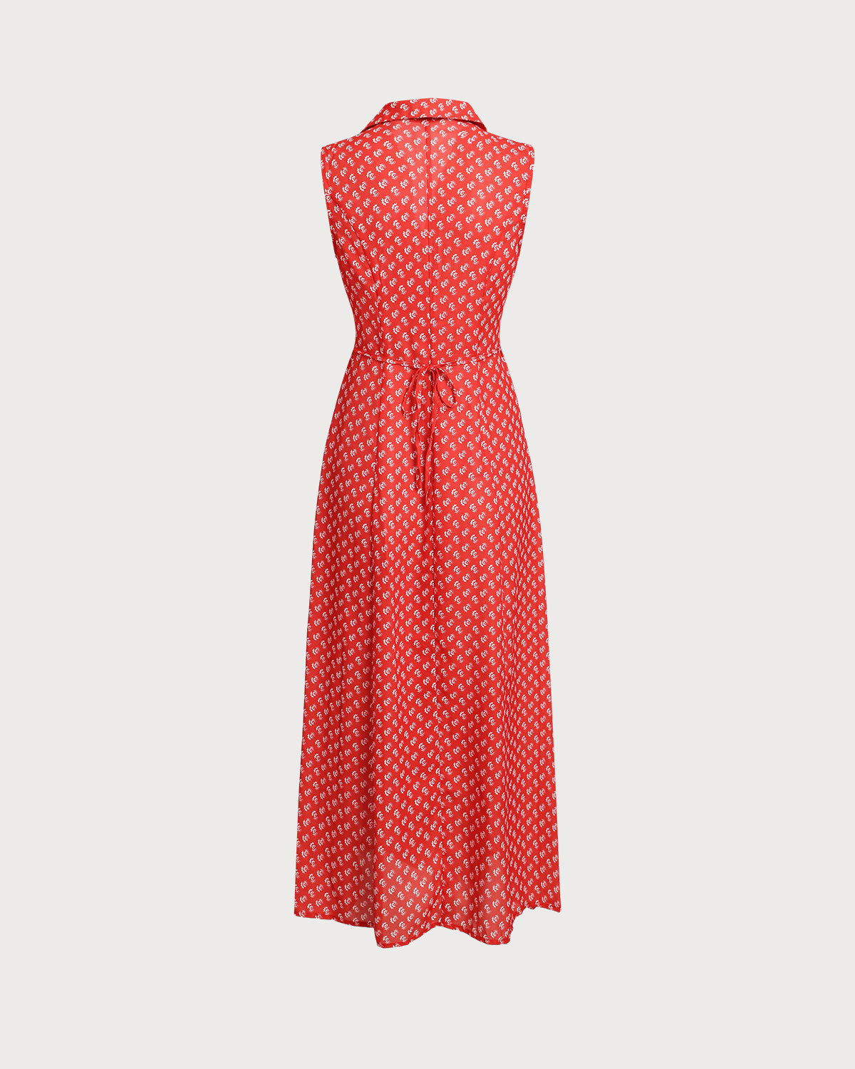 Red Floral Button Sleeveless Maxi Dress - Threadford
