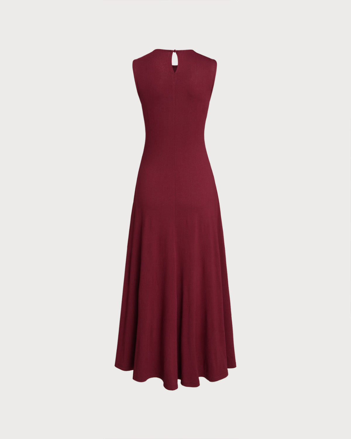 Red Round Neck A-Line Sleeveless Maxi Dress - Threadford