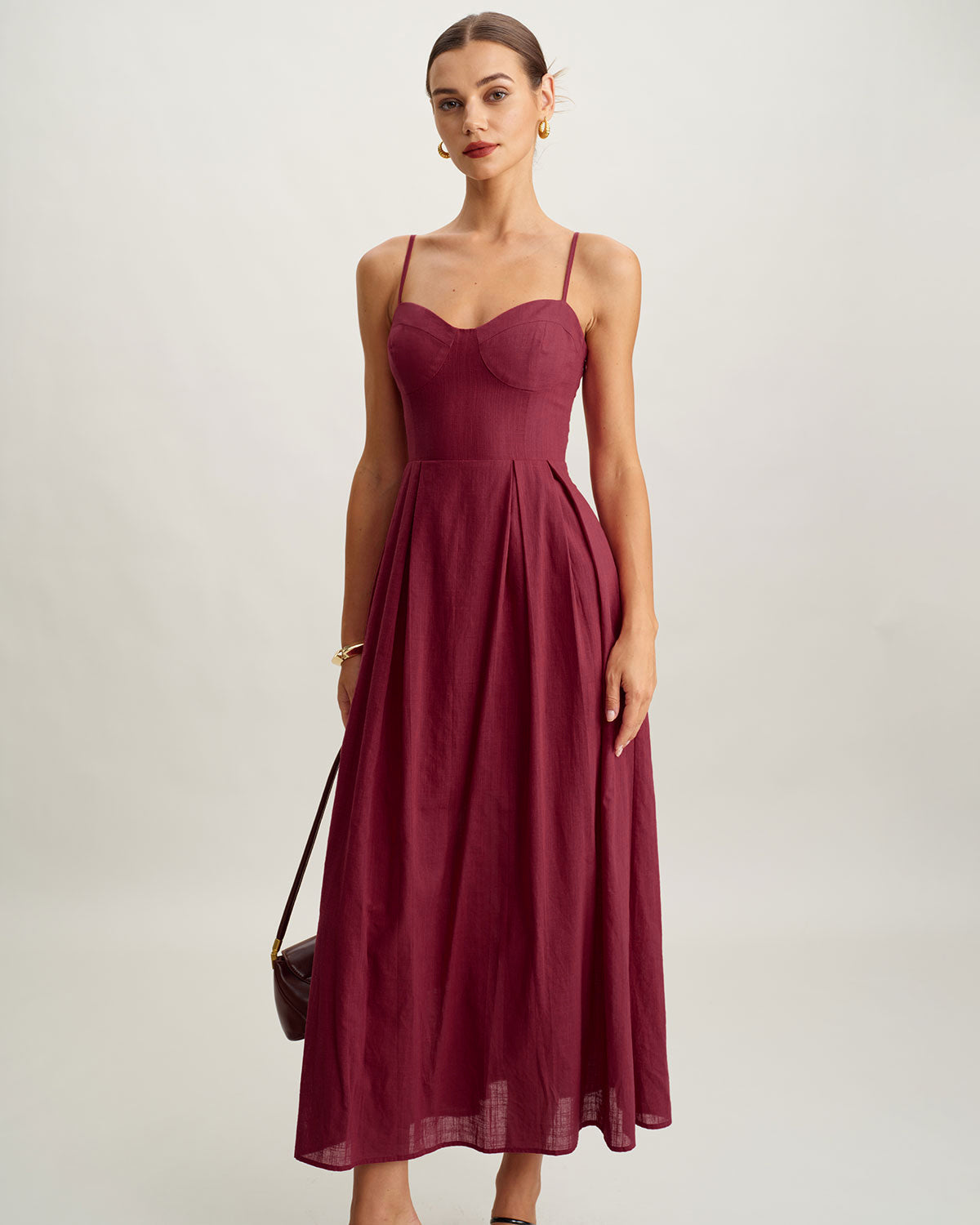 Red Sweetheart Neck Slip Maxi Dress - Threadford