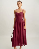 Red Sweetheart Neck Slip Maxi Dress - Threadford