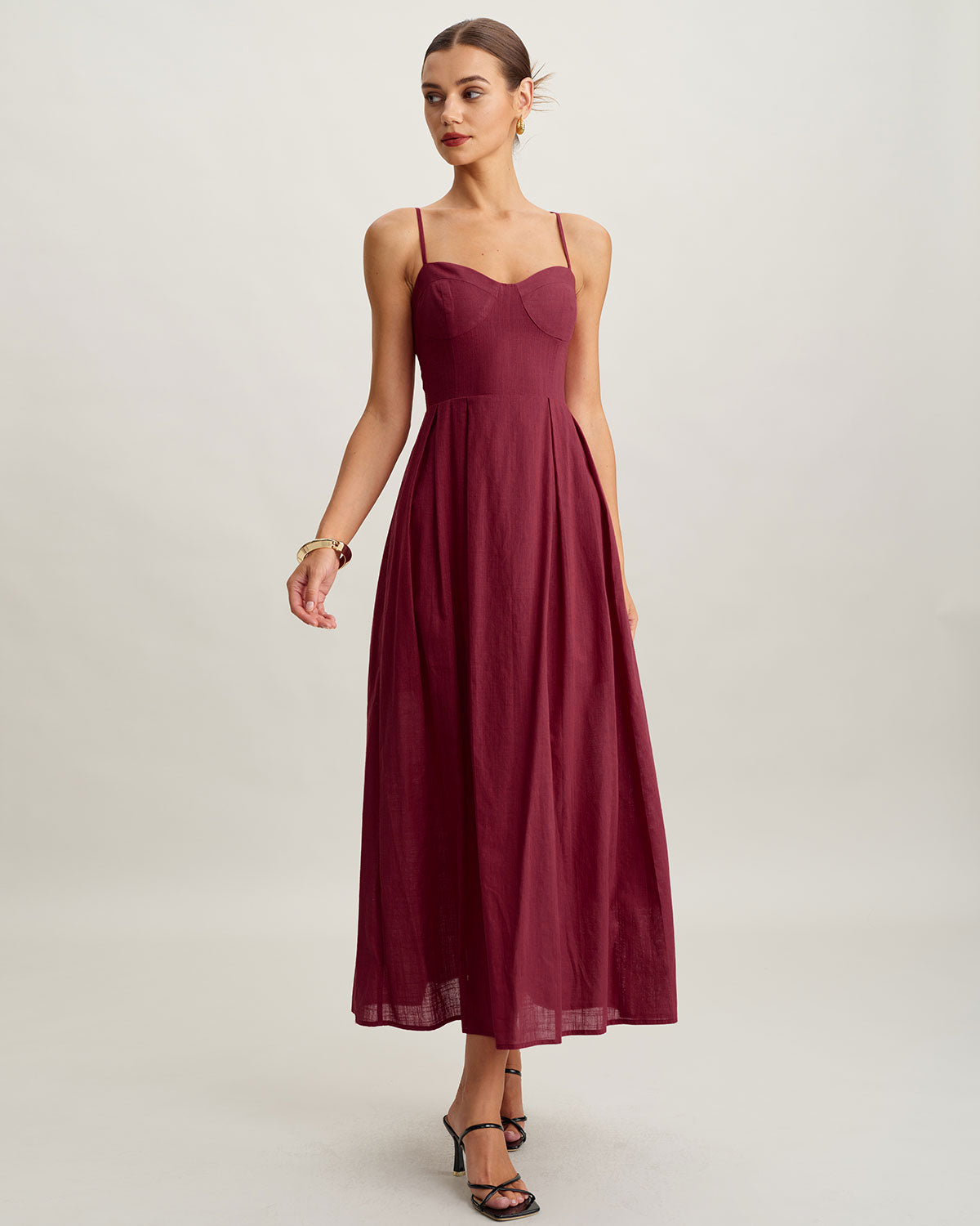 Red Sweetheart Neck Slip Maxi Dress - Threadford