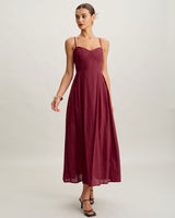 Red Sweetheart Neck Slip Maxi Dress - Threadford