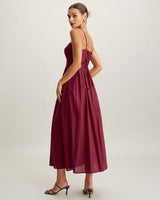 Red Sweetheart Neck Slip Maxi Dress - Threadford