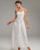 White Jacquard Slip Maxi Dress - Threadford