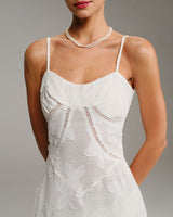 White Jacquard Slip Maxi Dress - Threadford