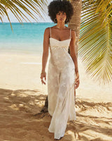 White Jacquard Slip Maxi Dress - Threadford