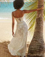 White Jacquard Slip Maxi Dress - Threadford