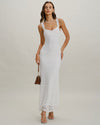 White Lace Bodycon Slip Maxi Dress - Threadford