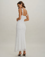 White Lace Bodycon Slip Maxi Dress - Threadford