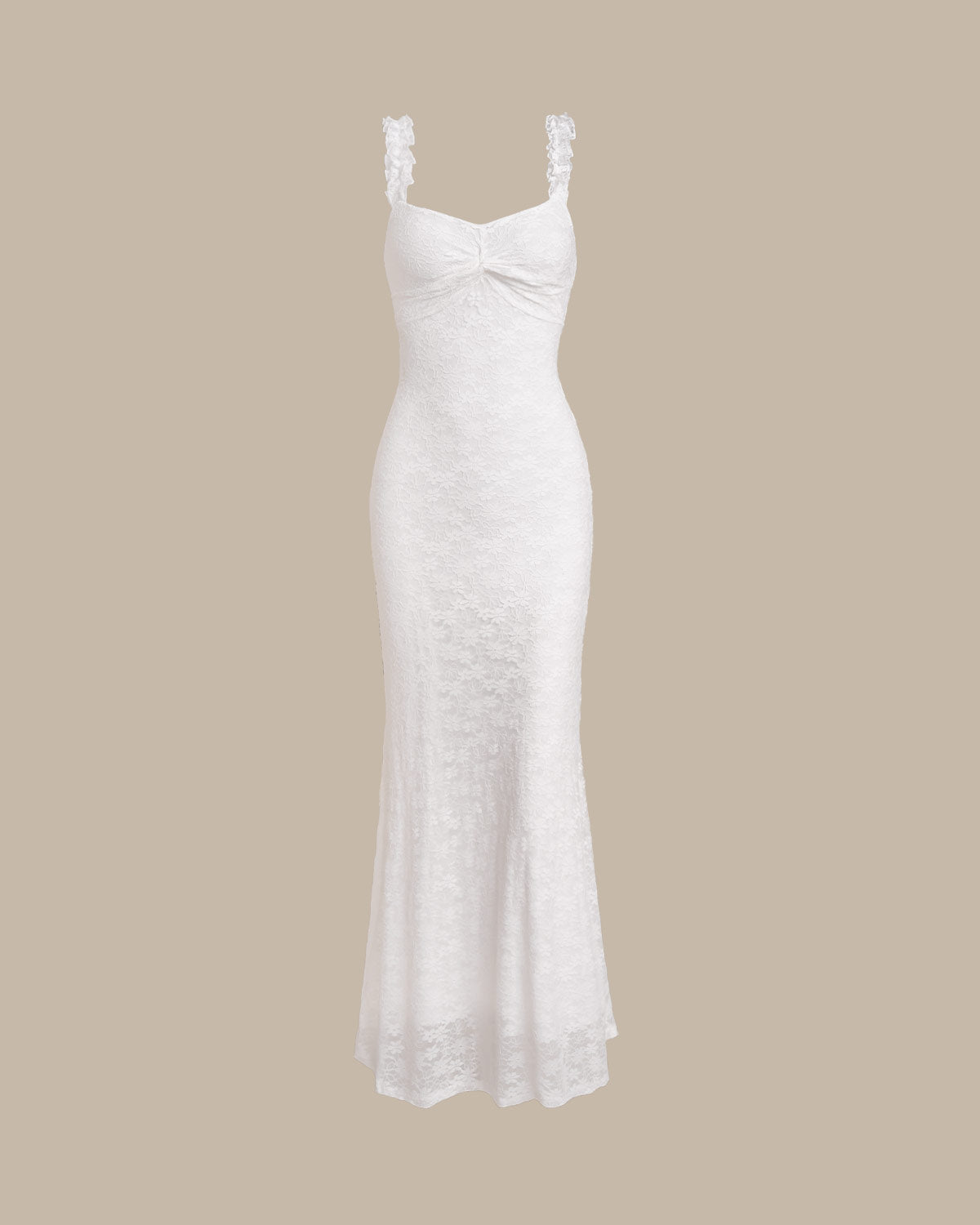 White Lace Bodycon Slip Maxi Dress - Threadford