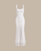 White Lace Bodycon Slip Maxi Dress - Threadford