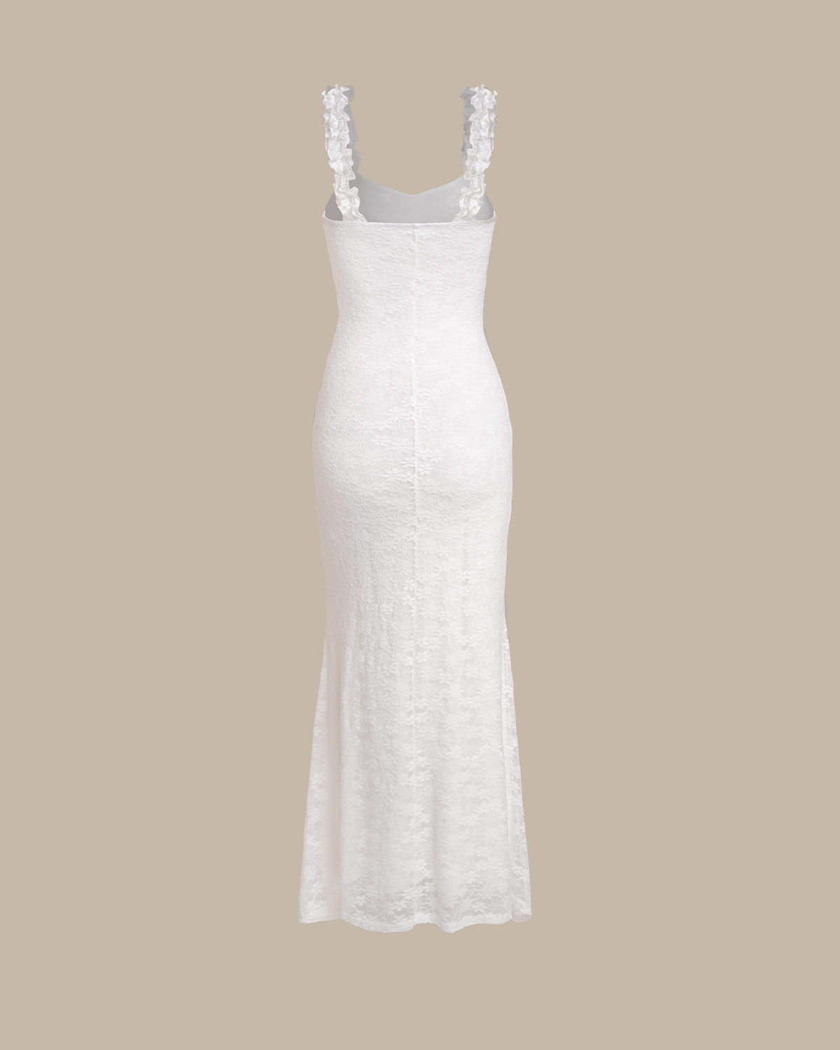 White Lace Bodycon Slip Maxi Dress - Threadford