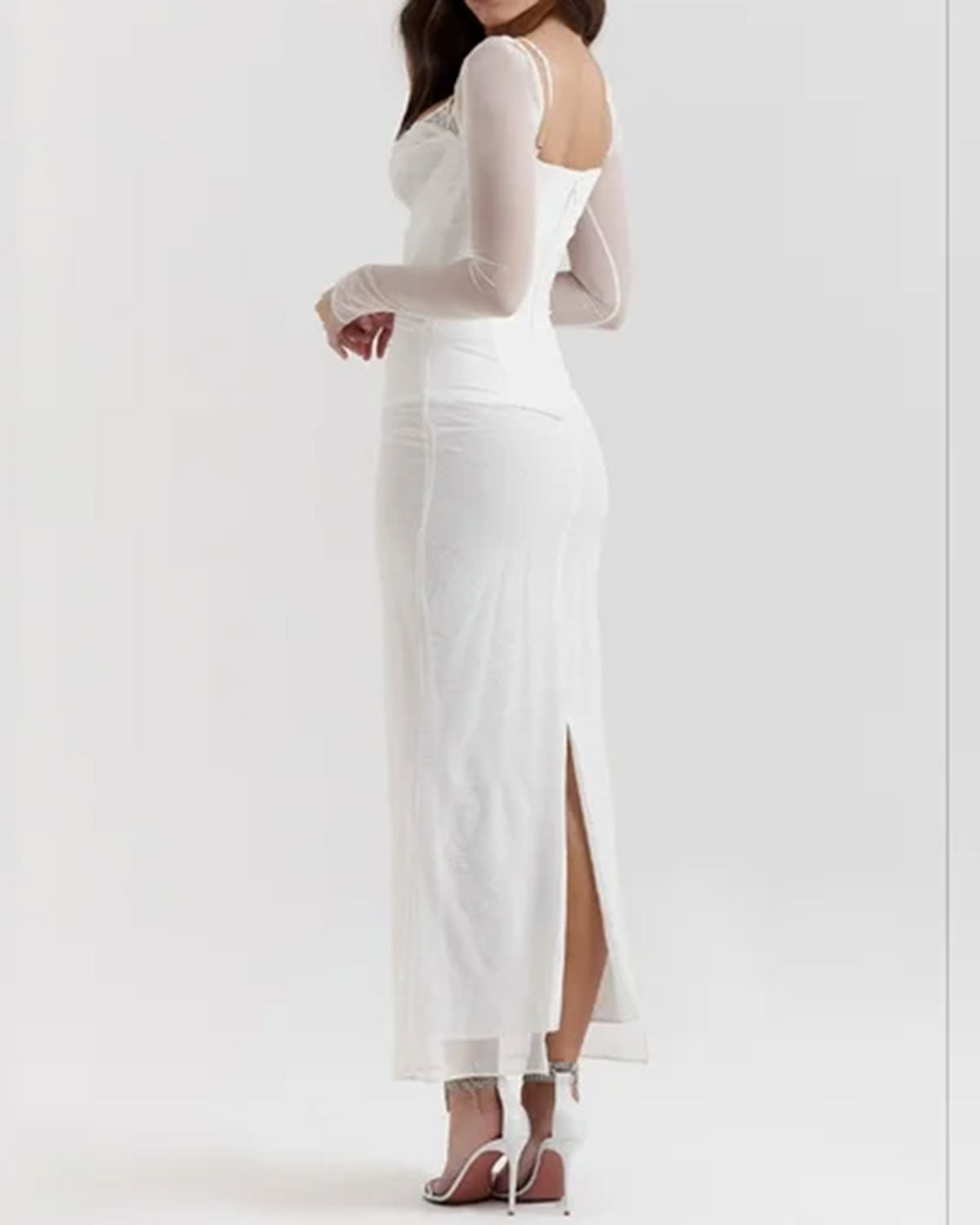White See Through Bodycon Maxi Dress - Threadford
